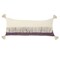 Laddha Home Designs 36" Purple and White Fringe Color Block Lumbar Throw Pillow